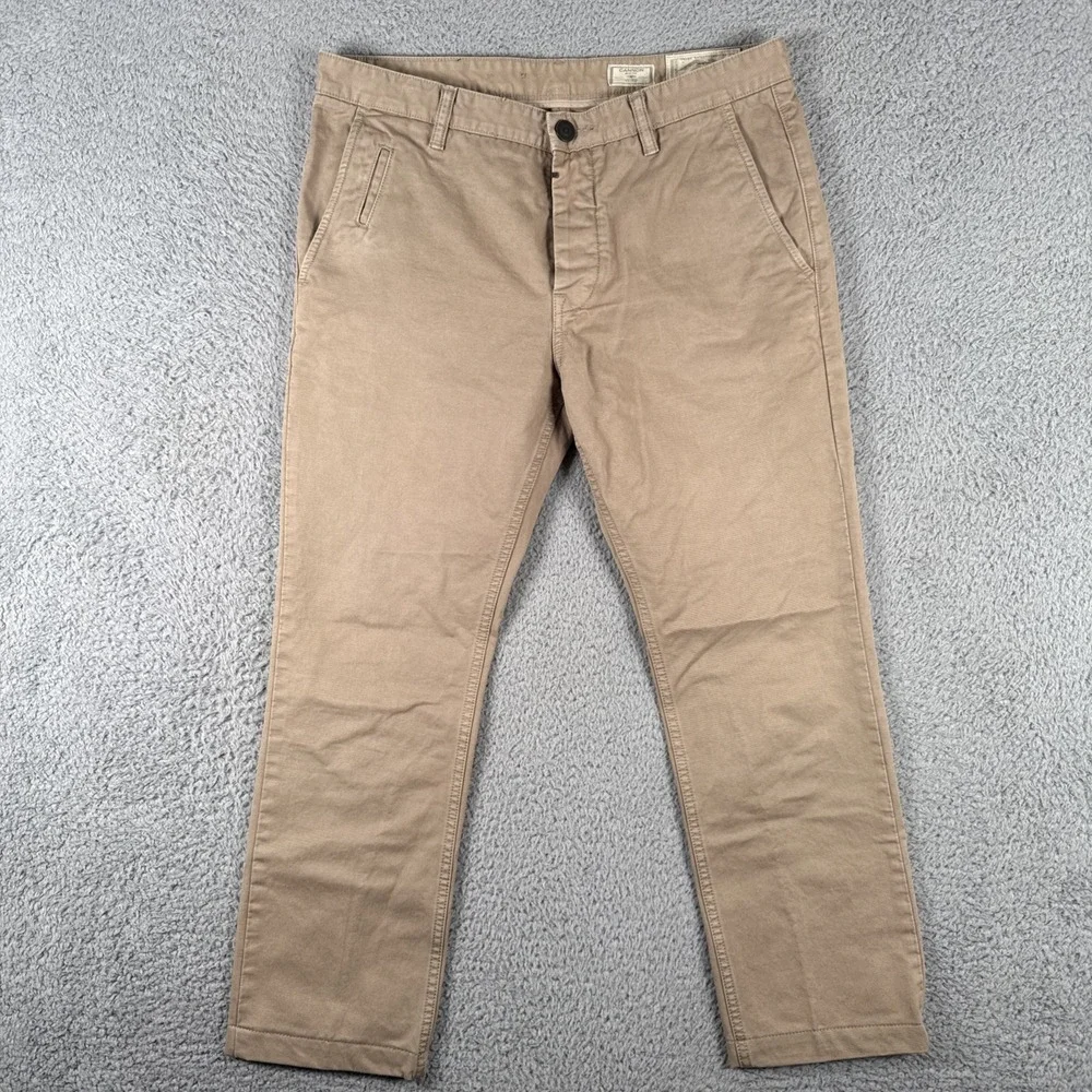AllSaints Cannon‎ Chino Men's 32 (34x25) Dark Khaki Slim Straight Button Fly
